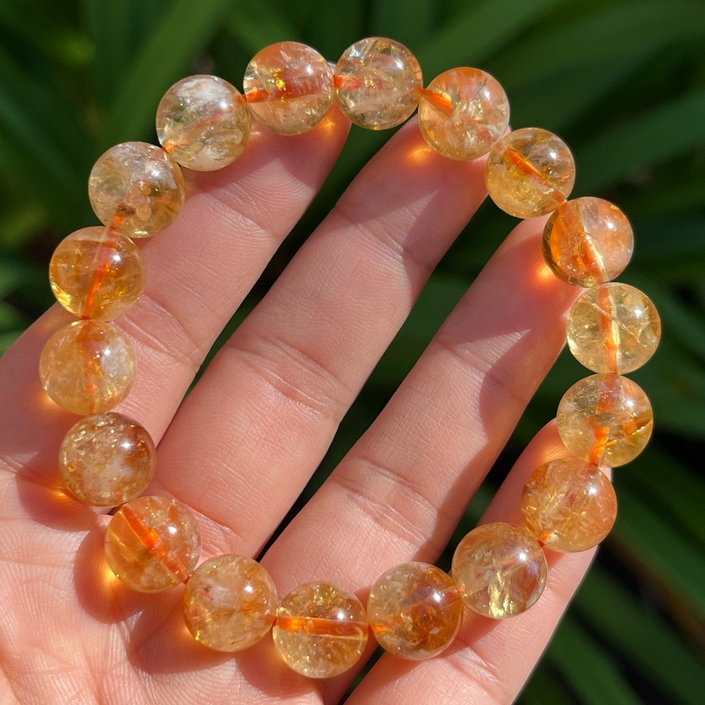 11.5mm 7 inches stretchable‎ citrine bracelet 0263